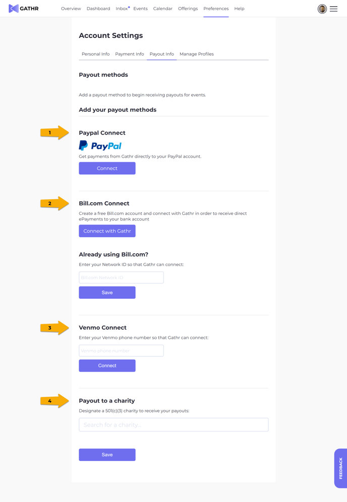 Payout Methods arrows